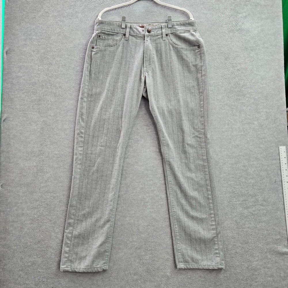 Agave Men Jeans 36‎ Grey Herringbone Rocker Classic Taper Logo Cotton Polyester